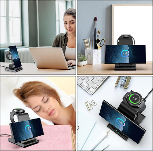 Wireless Charger for Samsung Watch 7 Ultra, Charging Station for Galaxy S24 Ultra/S24+/S24/S23/S22/Note 20/Z Flip