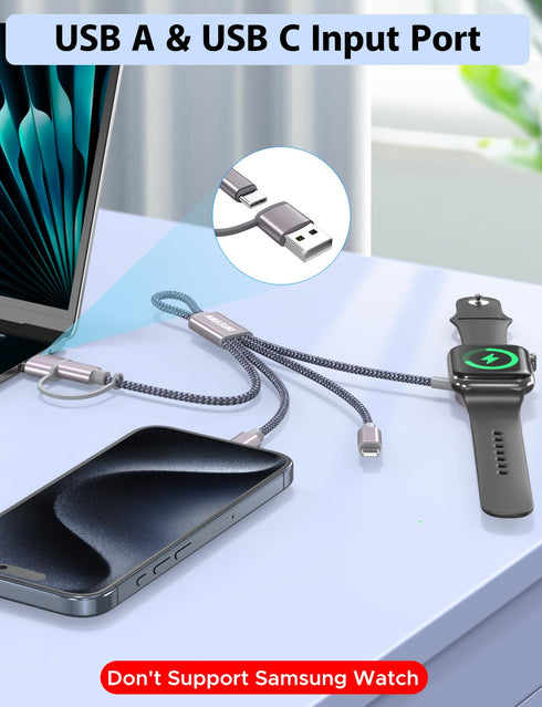 ?????????? ??.???????? 3 in 2 USB C Cable for Apple Watch Charger iPhone Charger USB A/C Multi Fast Charging Cable Compatible with iWatch Ultra/SE/9/8/7/6/5/4/3/2/1 & iPhone 15/14/13/12/11/Galaxy S23