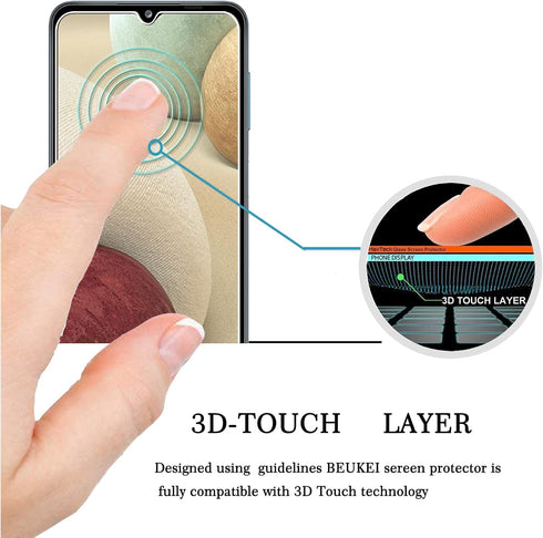 (3 Pack) Tempered Glass Screen Protector for Samsung Galaxy A12, 6.5 inch, 9H Hardness, Bubble Free