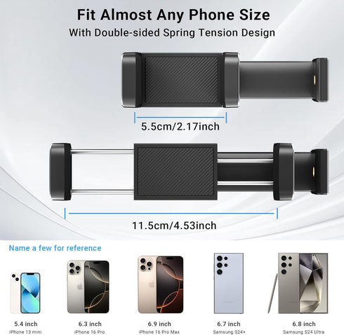 Voinap 360 180 17 16 15 S25, Phone Tripod Mount with Cold Shoe, Rotation & TiltTilting Cell Phone Clamp Adapter