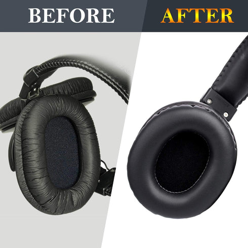 SOULWIT Replacement Earpads for Sony MDR-7506, MDR-V6, MDR-V7, MDR-CD900ST Headphones, Black Cushions with Foam