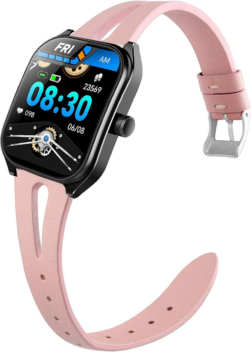 Aolon Curve Smart Watch Bands Compatible, Slim Vintage Leather Strap Replacement for 2.01" Smart Watch