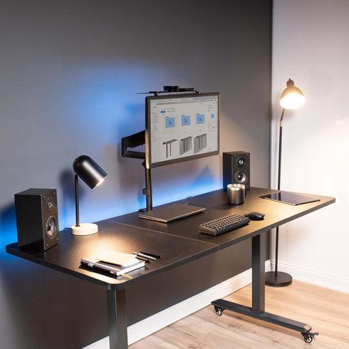 VIVO 13 inch Over Under VESA Monitor Shelf Mount, Fits VESA 75mm, 100mm, 200mm, Holds Media Devices, Speakers, and