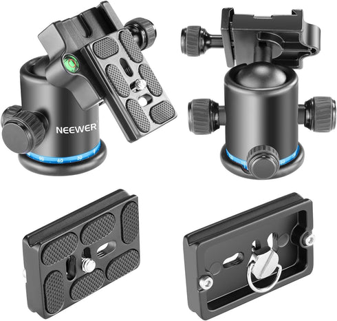 NEEWER 36MM Tripod Ball Head 360° Panoramic Metal with Quick Release Plate, Max Load 17.6lb/8kg, Blue