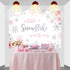 Mocsicka Snowflake Baby Shower Backdrop, Winter Wonderland Photography Background, Pink & Silver Snowflakes