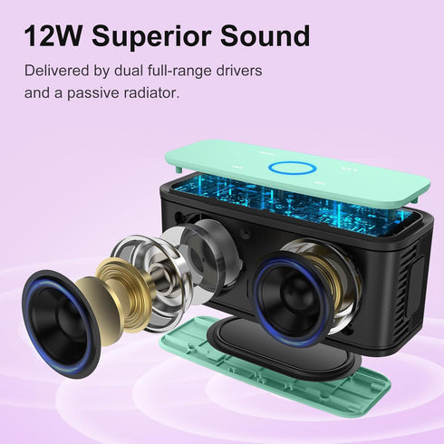 DOSS Bluetooth Speaker, SoundBox Touch Portable Wireless Speaker with 12W HD Sound, IPX5 Water-Resistant, 20H Playtime