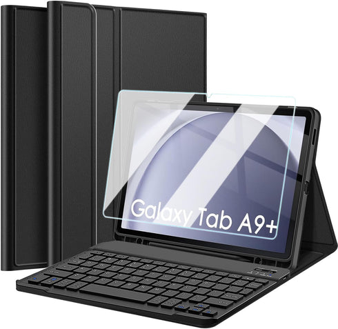 Keyboard Case with Screen Protector for Samsung Galaxy Tab A9+ 11 Inch 2023, Magnetically Detachable Bluetooth