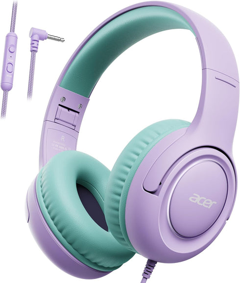 acer Kids Headphones - Over-Ear 85/94dB Volume Limiter, 3.5mm Jack Foldable Stereo