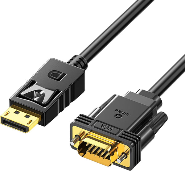 biaze DisplayPort to VGA Cable 6ft, 1.8m DP to VGA Male-to-Male Adapter, 1080P