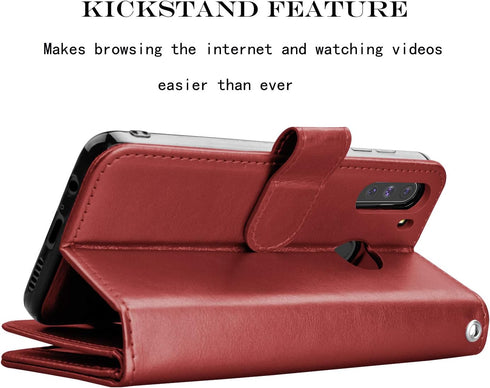 Njjex Galaxy A21 Case for Samsung Galaxy A21 Wallet Case 2020, PU Leather Folio Flip with 9 Card Slots and Lanyard