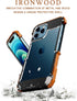 Kowauri Case for iPhone 12 Pro Max, Drop Protection Aluminum Metal Wood Bumper Frame Cover, Black