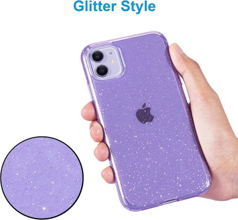 Compatible with iPhone 11 Case, Glitter Sparkle Bling Anti-Scratch Shockproof Protective Flexible Phone Case for Women