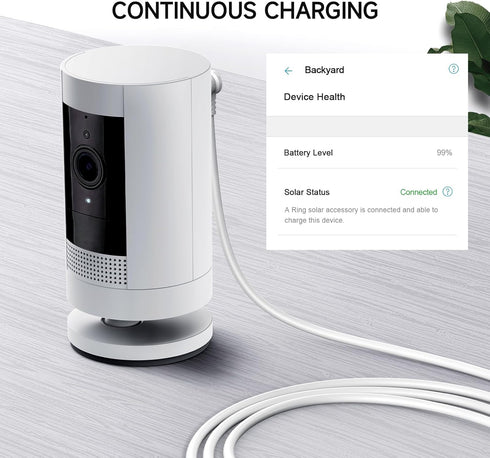 OLAIKE 8m/26ft Charge Cable with DC Power Adapter Compatible with Ring Stick Up Cam Battery 3rd Gen/2nd Gen/Plug-in, Weatherproof Cable to Continuously Charge Your Camera, White