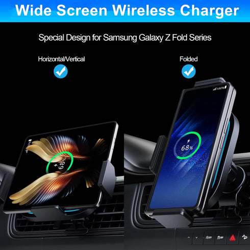 Wireless Car Charger for Samsung Galaxy Z Fold 6/5/4/3, 15W Fast Charging Air Vent Phone Holder for Galaxy Z Fold/Note