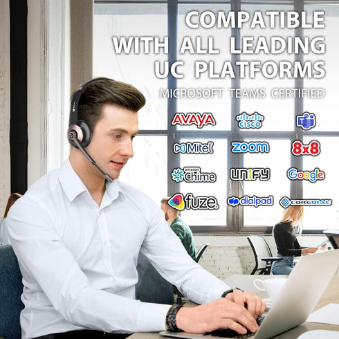 Earbay Wireless Headset, Bluetooth Headsets with Microphone Noise Cancelling, On Ear Headphones for Zoom/Ms Teams/Skype