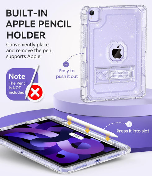 Case for iPad Air 5th/4th Generation (2022/2020) 10.9'', for iPad Pro 11 Inch, Hard Slim Cover with Pencil