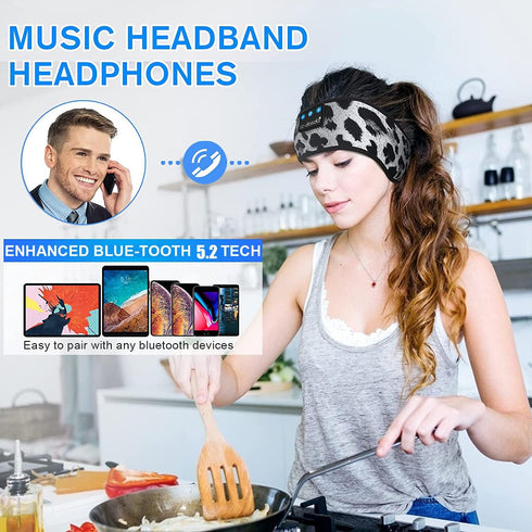 LC-dolida Bluetooth Sleep Headphones, Wireless Headband Earphones with Built-in Speakers for Side Sleepers, Gifts