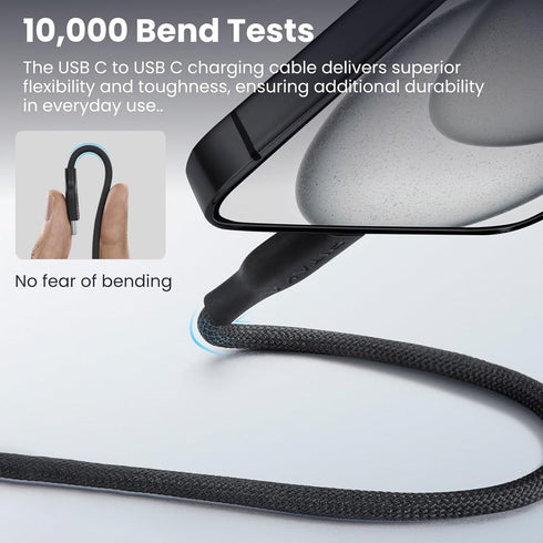 pitaka Nylon Braided USB C to USB C Cable 3.94ft for iPhone 15, Samsung Galaxy Series, Pixel, PS5 Controller