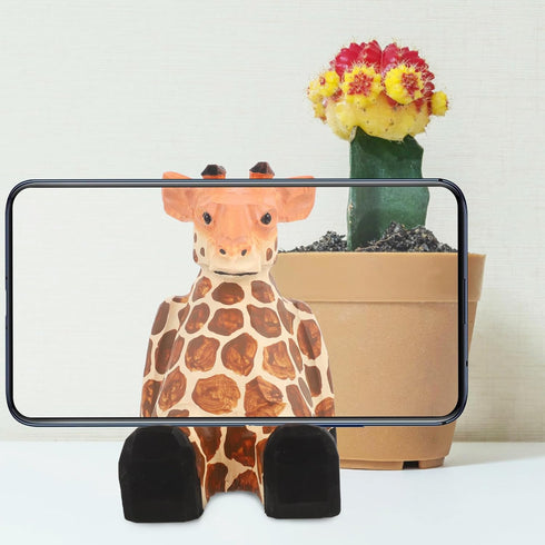 Beavorty Wooden Giraffe Mobile Phone Holder, Telephone Stand, Cellphone Support for Desk Office Accessories
