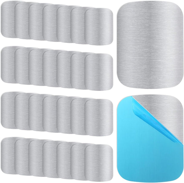 SULIKJHUI 30 Pack Adhesive Metal Plate for Magnets, 2.56x1.77 Inch Metal Strips for
