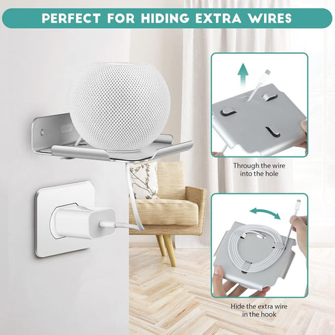 Small Wall Shelf, 4.7" Floating Shelves for Speakers, Smart Home Devices, for Bedroom, Gaming Room, Living Room (Silver)