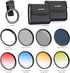 NEEWER 58mm Lens Filter Kit with Mobile Phone Lens Clip, CPL, ND32, 6 Point Star Filter, 4 Graduated Filters for iPhone