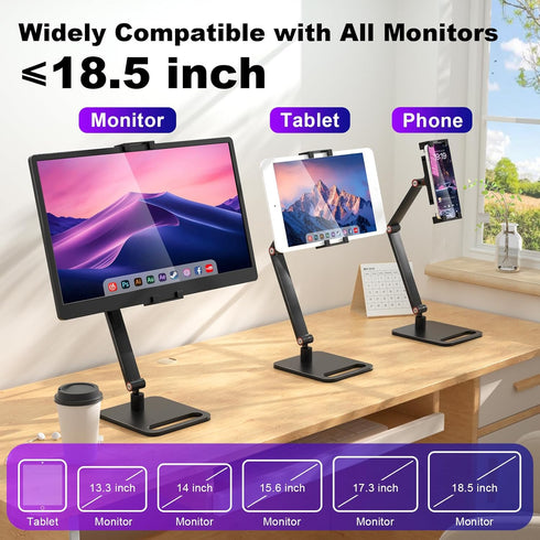 Hnfrwd 6-18.5 Inch,Universal Portable Monitor Stand Holder for Desktop Version Expandable Display Base Adjustable