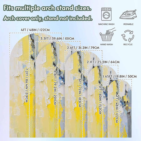 Jnbasdffb 7.2 Yellow Blue Wedding Arch Cover, Stretchy Spandex Arch Backdrop Stand Covers FT, Modern Abstract Oil