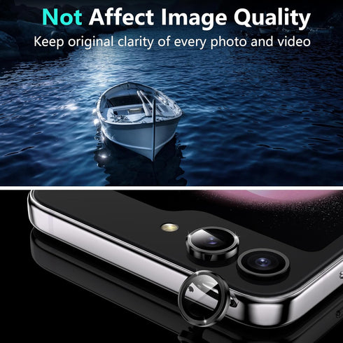 YWXTW 2023 Alignment Tool for Samsung Galaxy Z Flip 5: 2 Soft EPU, 2 Tempered Glass, 2 Metal Camera Lens Protectors.
