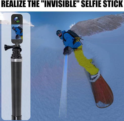 tsfeiiii 9.8ft (110in/280cm) X4, X3, X2, 3S, 3, 2 360 Long Invisible Selfie Stick - Carbon Fiber Monopod for ONE ONE R