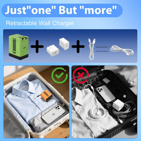 Iaolose 2-in-1 120w 2025 Compatible with Fast Charger, New Retractable Wall Fasts Charging Power Adapter with All