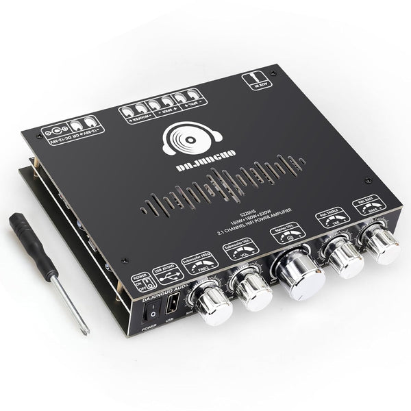 S220HS 2.1 Channel Bluetooth Amplifier Board, 160W+160W+220W TDA7498E Chip, Treble & Bass Adjustment, Custom Bluetooth