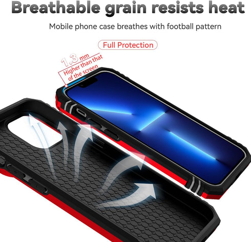 SunStory iPhone 13 Pro Max Case with HD Screen Protector & Slide Camera Cover, Red
