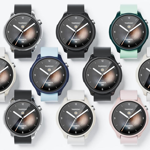 2-Pack Hard PC Bumper Screen Protector Case for Amazfit Balance Smartwatch, Built-in Tempered Glass Film Accessories
