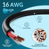 Elecan Pro Series 16/2 Outdoor Speaker Wire Cable, 200 Ft, 16 Gauge AWG, Direct Burial CL3 CL2 Rated (Black)