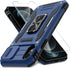 DEERLAMN for iPhone XR Case with Slide Camera Cover + Screen Protector (1 Pack), Rotated Ring Kickstand Military Grade