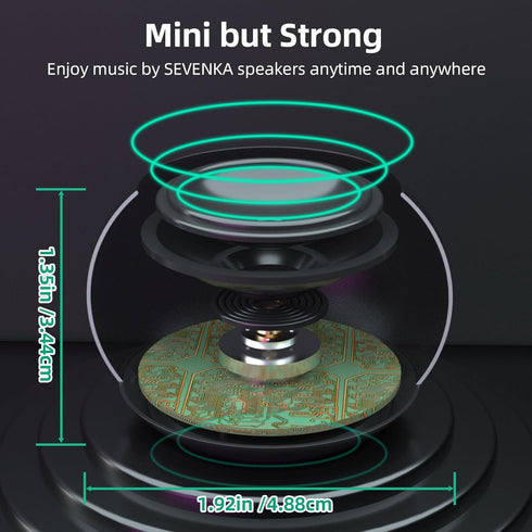 SEVENKA 2 Bluetooth Mini Speakers, 3W Small Portable Wireless Speaker with Lanyard, Water Resistant, Wireless Stereo Pairing, Rechargeable Metal Mini Speakers for Phone, Tablet, Built-in Microphone