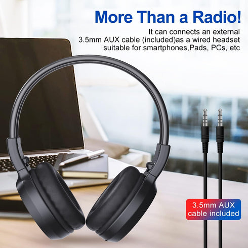 F4 Rechargeable Portable FM Radio Headphones, Best Reception FM Headset Radio Receiver for Daily Use