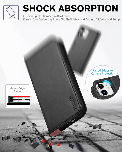 TUCCH Wallet Case for iPhone 12 Pro/iPhone 12 5G, Premium PU Leather Flip Folio Cover with Card Slot and Stand Design