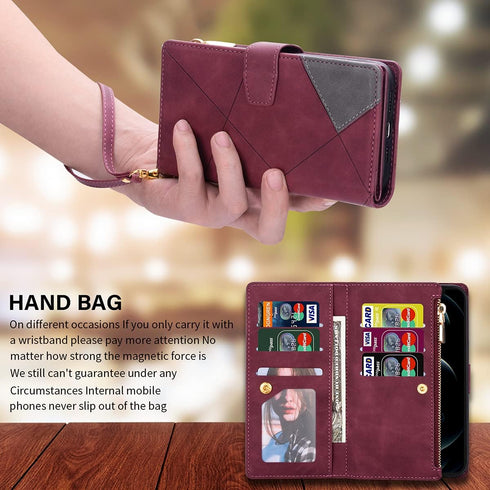 UEEBAI Wallet Case for Samsung Galaxy S21 FE 5G, Vintage PU Leather Cover with Card Slots and Zipper Pocket