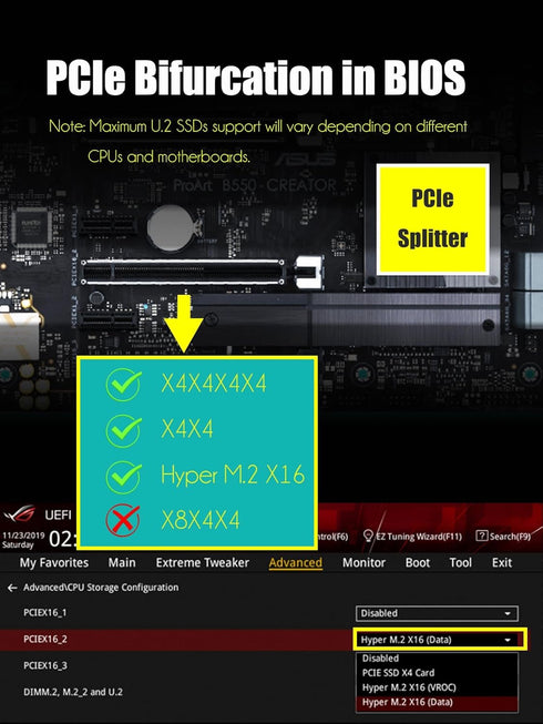 GLOTRENDS PU21 Dual U.2 SSD to PCIe 4.0 X8 Adapter, Supports 2 x U.2 SSD, Requires PCIe Bifurcation Motherboard