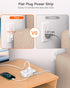 BESHON Flat Plug Power Strip with 3 Outlets and 3 USB Ports (2 USB C), 3.2ft Wrapped Extension Cord for Travel