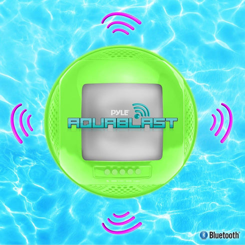Pyle Portable Waterproof Floating Pool Speaker - Outdoor Wireless Bluetooth Rechargeable Battery Powered Shower Speaker