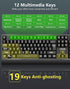 CHONCHOW 12 PS5 USB Wired Keyboard and Mouse Combo with Red-Yellow-Green LED, Silent Gaming Keyboard with Mulitmedia