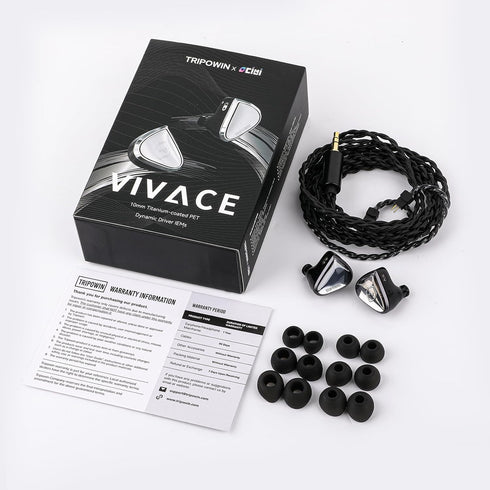 0DiBi: 10mm 2Pin Linsoul Tripowin x Vivace in Ear Monitor, Titanium Diaphragm Dynamic Driver IEM, HiFi Wired Earbuds