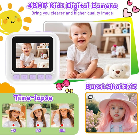 Kids Instant Print Camera, Christmas Birthday Gifts for Girls & Boys, Digital Camera with 32GB Card, 1080P Video,