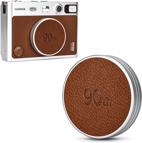 JJC Retro Leather Lens Cap for Fujifilm Instax Mini EVO, Brown Aluminum Anti-Dust