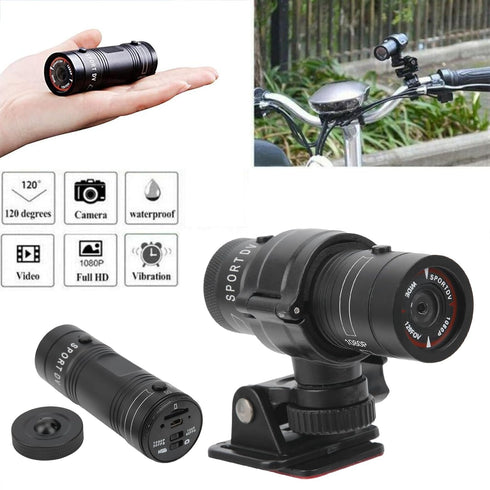Helmet Camera Outdoor Bicycle Sports Camera, Full HD 1080P Mini Sports DV Camera, 120° Wide Angle, IPX-4 Waterproof