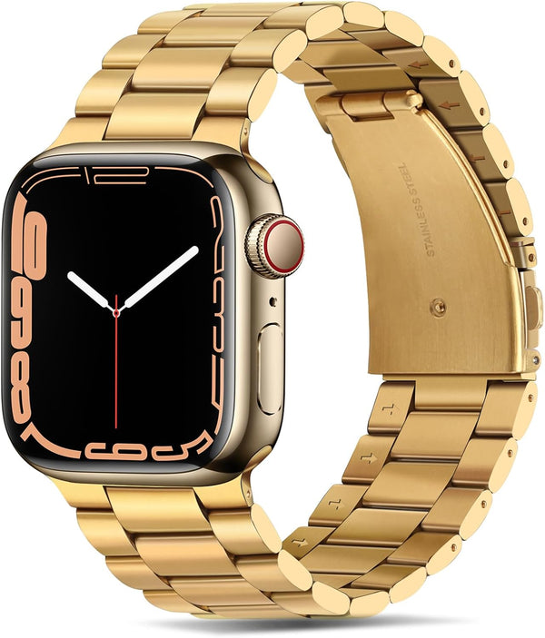 Tasikar Band Compatible with Apple Watch - 42mm Premium Stainless Steel Metal Replacement Strap, Gold