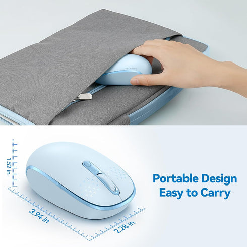 TECKNET Wireless Mouse, 2.4G Quiet Computer Mouse with USB Receiver, Portable Cordless Mice for Chromebook, Laptop, Blue